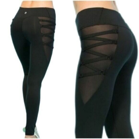 New - MOTION by COALITION Black Mesh-Side Leggings Sz S - Picture 1 of 16
